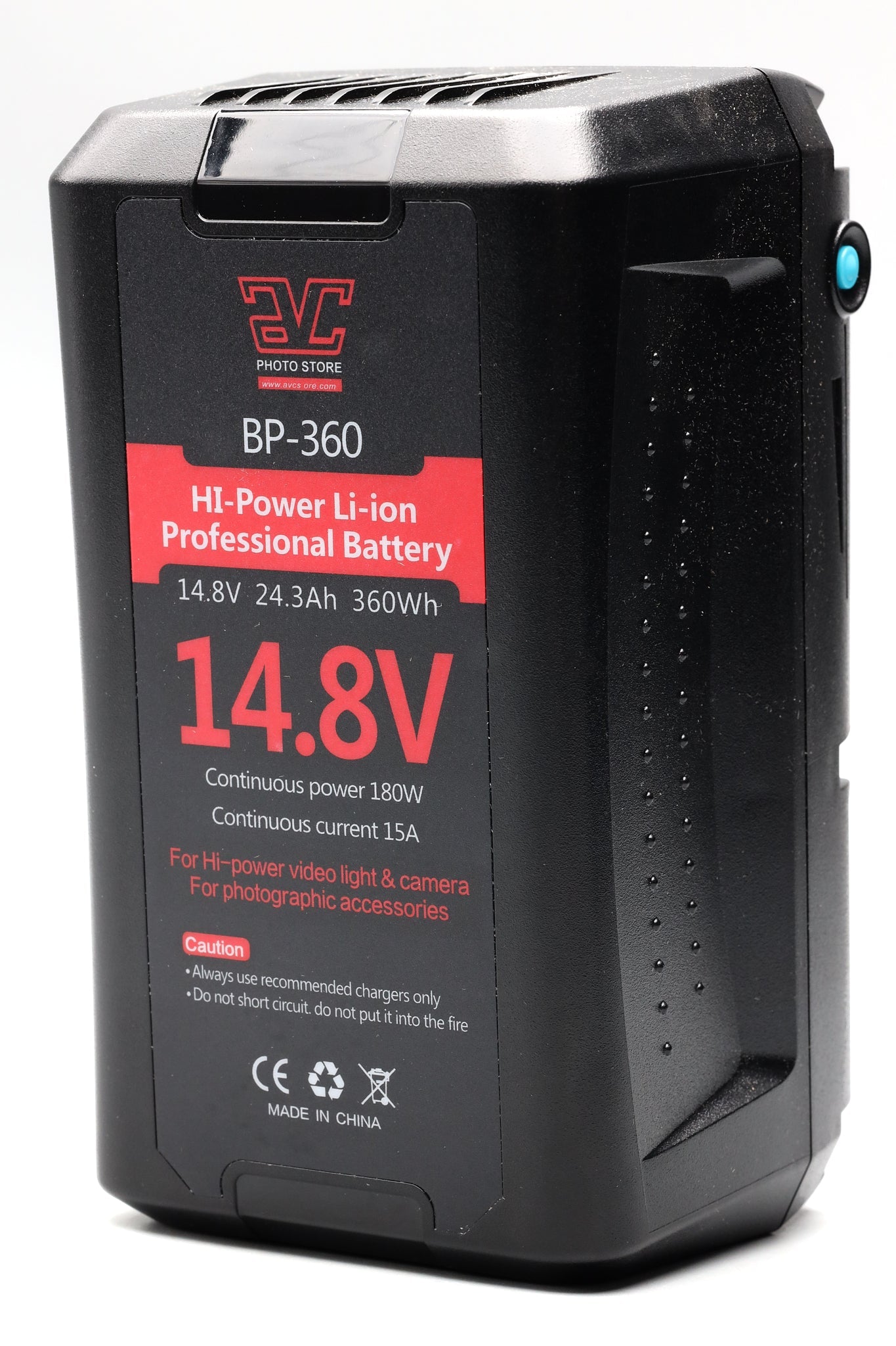 AVC, AVC BP360 Batterie Lithium Ion Professionnelle V-Mount, 14.8V 24.3Ah 360Wh