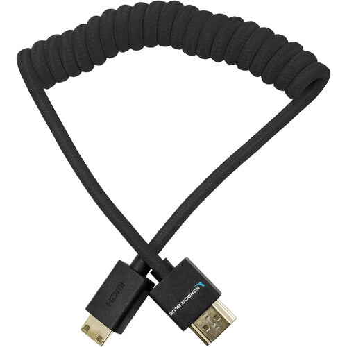 KONDOR BLEU, Condor Blue Coiled Mini-HDMI to HDMI Cable (12 to 24", Black)