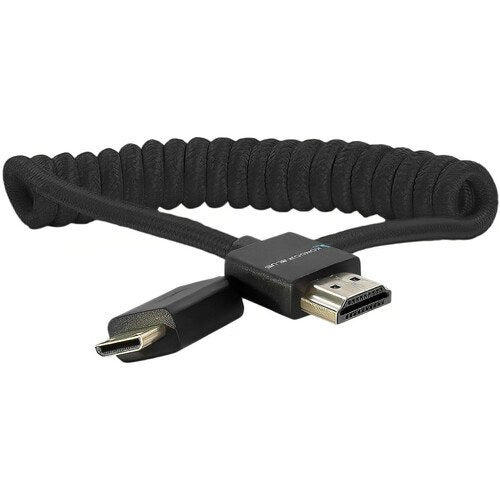 KONDOR BLEU, Condor Blue Coiled Mini-HDMI to HDMI Cable (12 to 24", Black)