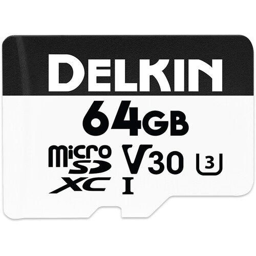 Delkin, Delkin DDMSDAHS64G Carte mémoire Hyperspeed UHS-I MicroSDXC V30 de 64 Go avec adaptateur SD