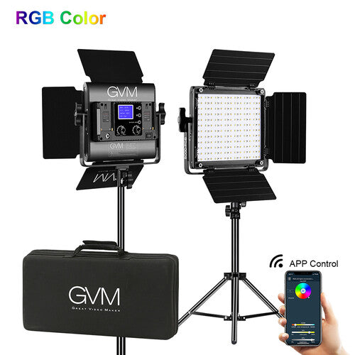 MGM, GVM 800D2L RGB LED Studio 2-Video Light Kit