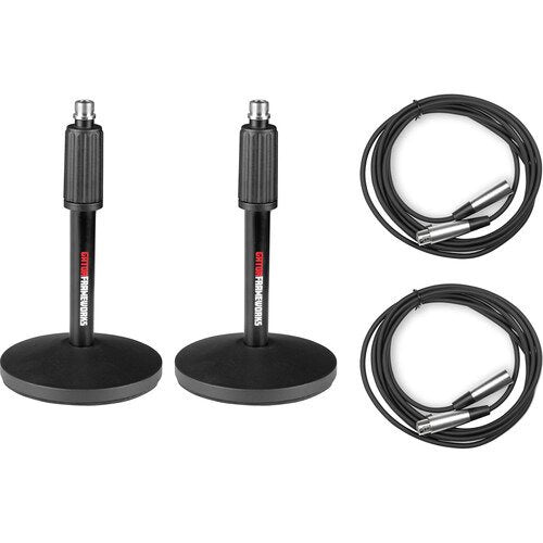 CADRE DE TRAVAIL DE L'ALLIGATOR, Gator Frameworks Desktop Mic Stand 2-Pack w/XLR Cables