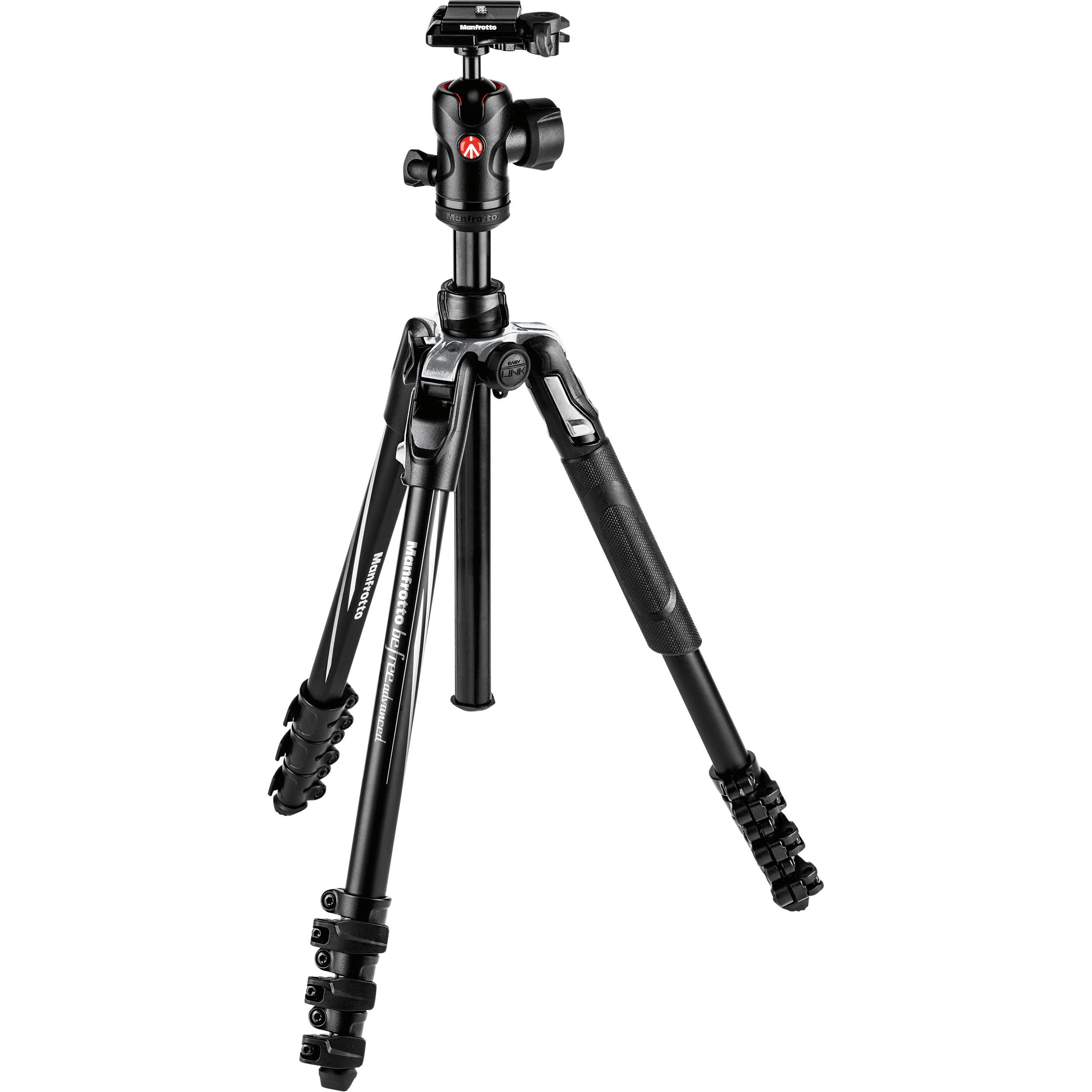 manfrotto, Kit trépied vidéo Manfrotto Befree Live en aluminium, avec verrouillages des jambes et deux plaques de fixation rapide de remplacement.