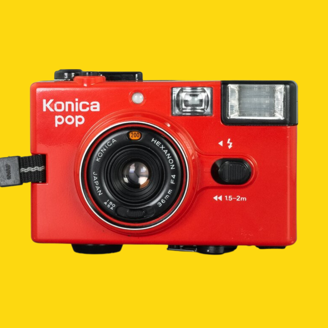 Konica, Konica POP Red 35mm Film Camera Point and Shoot