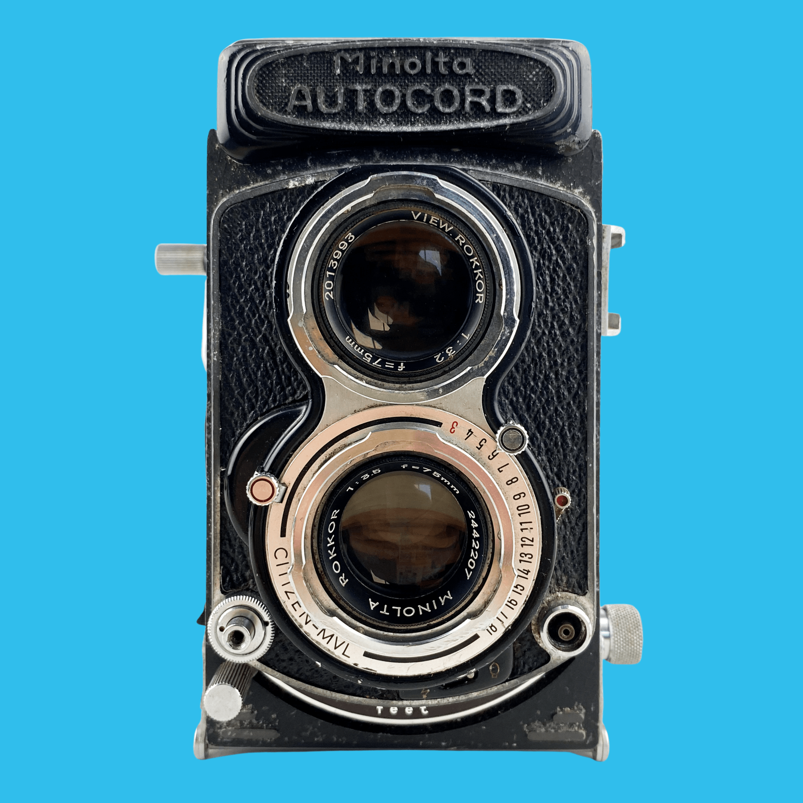 MINOLTA, Minolta Autocord avec objectif 75mm F3.5. TLR 6X6 Appareil photo moyen format.