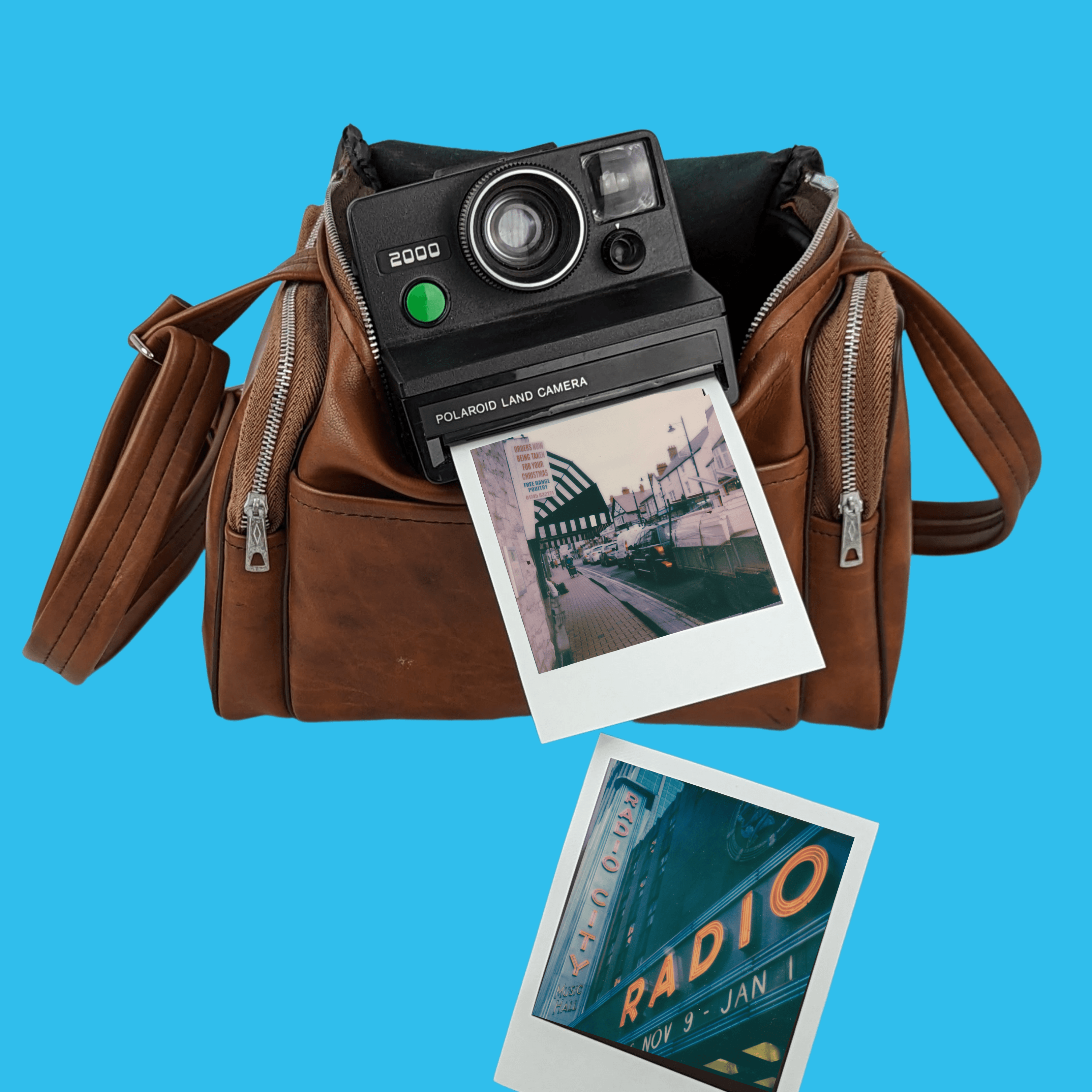 Marque, Polaroid - Sacoche en cuir marron pour appareil photo