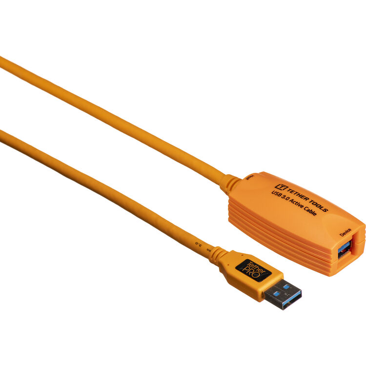 OUTILS TETHER, Tether Tools CU3017 16' Tetherpro USB 3.0 Active Extension Cable (Hi-Visibility Orange)