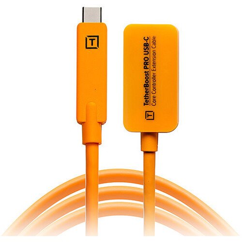 OUTILS TETHER, Tether Tools TBPRO3ORG TetherBoost Pro USB Type-C Core Controller Extension Cable (16', High-Visibility Orange)