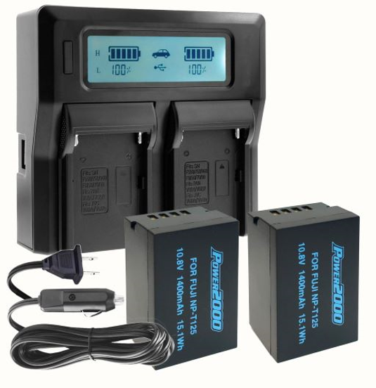 VIDPRO, Vidpro ACD4472BC 2X ACD-447 Batteries avec Chargeur LCD Dual Bay pour Fuji NT-P125 Type Batteries